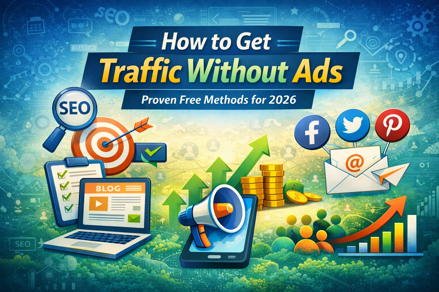how to get traffic without ads seo strategy infographic